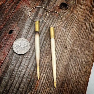 The "Beth" Porcupine Quill & Brass Casing Earrings