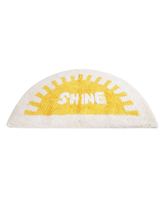 SHINE! Bath Mat - Handtufted - Holt x Palm -  Add some fun to your bathroom or bedroom with the SHINE Bath Mat! This cute mat will make you smile every time you step out of the shower or bed. Perfect for adding a touch of playfulness to your daily routine. (No exclamation points) Multi Material - Soft handspun Cotton Technique - Hand tufted. Style - Sunshine Product Dimensions - 20 X 30 Inches// 51 X 76 CM Wash Care - Mild wash.