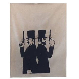 Two Guns Linen Tea Towel - Holt x Palm -  Original artwork printed on high quality linen - Made in Los Angeles Pair this with one of our super cool mugs or a cookbook and wha-lah...the perfect gift! 100% Linen Measures 24" x 18"