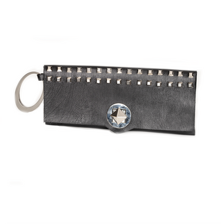 The "Luna" Handmade Black Italian Leather Mini Wristlet