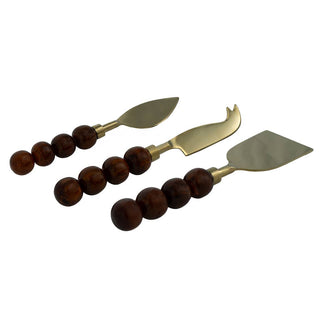 Hyaline Bubble Cheese Knives Set of Three - Brown - Holt x Palm -  Item Size: 8.00L X 2.00W X .20H Stainless Steel - Resin Made in India