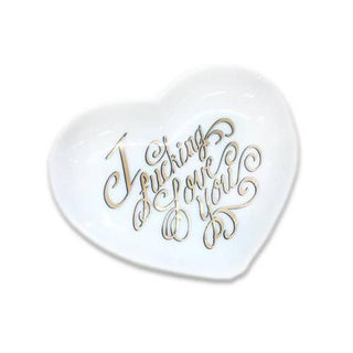 I F*cking Love You Heart Dish - Holt x Palm -  "Say it loud and clear with the I F*cking Love You Heart Dish! This catch-all dish is a perfect way to make a statement (and hold your keys). With gold wording and a playful tone, it's the ultimate gift for your special someone." 4.75" across