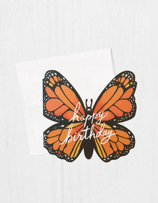 Monarch Card - Holt x Palm -  Intricately die-cut, this colorful, hand-painted monarch butterfly sends beautiful birthday wishes. • HEAVY, MATTE EGGSHELL STOCK • BLANK INSIDE • 5″ X 5″ • PAIRED WITH MATCHING ENVELOPE