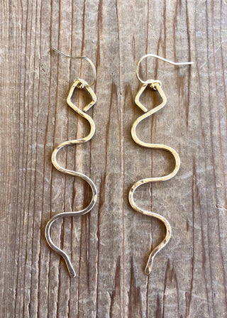 Thelma Earrings - Holt x Palm -  Hand forged snake earrings. All 14k gold filled materials. Hypoallergenic. Total length 2.5".