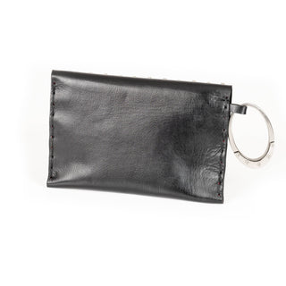 The "Rocker" Handmade Black Leather Chrome Studded Wristlet