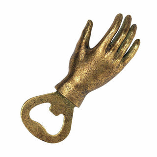 "Hi-Five" Gold Bottle Opener - Holt x Palm -  This "Hi-Five" Gold Bottle Opener is the perfect companion for your next gathering or celebration. Get the party started with this cool, gold leafed iron bottle opener that will pop open your drinks with style and ease! No more fumbling for your keys, this bottle opener is here to help you shine! Size: 4.25"X1.5"X0.5"