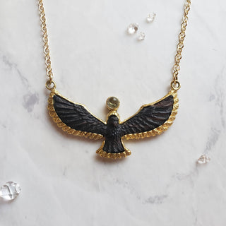 Hand-Carved Ebony Phoenix Rising Statement Necklace