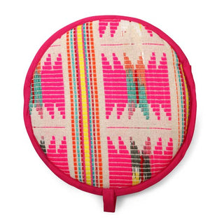 Flat Tortilla Warmer, Pink star- 10 Inch - Holt x Palm -  Heat and serve tortillas or rotis using the insulated Flat Tortilla Warmer. Made using woven yarn textile, this is a perfect fit for everyday dining needs. Used for bread, pita, naan keeps food warm for over an hour. Available in several colors & designs. • Ethically made in India • 10 Inch • Exclusively for wholesale • Handcut & stitched by local artisans in Karur, India • Perfect gift for all age group.