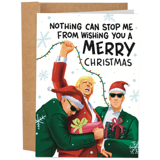 Nothing Can Stop Me Trump Christmas - Holt x Palm -  Unleash your bold and daring side this holiday season with our "Nothing Can Stop Me" card. Featuring a hilarious design, it's the perfect way to spread some laughter and cheer. Don't let anything hold you back from having a jolly good time! Blank inside for you to write