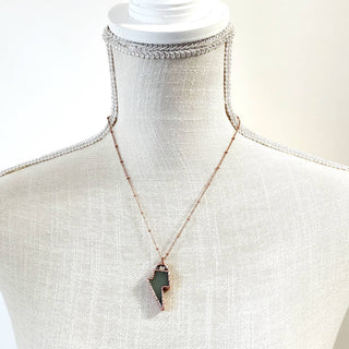 The "Lola" Lightning Bolt Necklace - Aventurine Quartz x Antique Copper