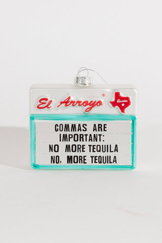 Commas Are Important Ornament - Holt x Palm -  This one of a kind ornament is sure to be a festive hit! Made from mercury glass, this marvelous marquee adds a touch of humor to your tree that can be treasured for years to come. - SIZE: 4.5"W x 1 9/16"D x 3.5"H - Collectible mercury glass ornament - Packaged in a gift-ready box