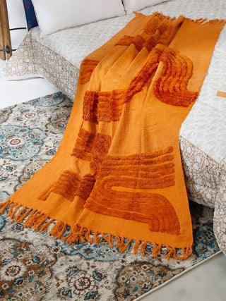 Burnt Orange Boho Cotton Throw!