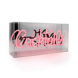 Pink 'Cocktails' Acrylic Box Neon Light