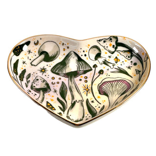 Starry Mushrooms Ceramic Heart Dish