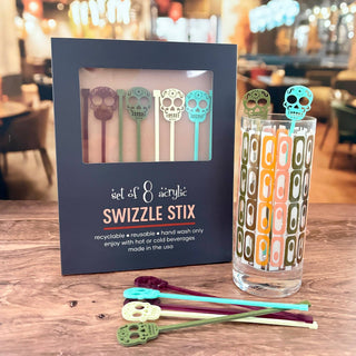 Day of the Dead Sugar Skull Beverage Mixing Swizzle Stix