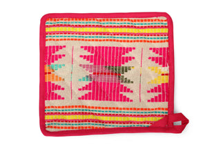 Pink Star Oven Mitts & Pot Holder/ Set Of 2 - Holt x Palm -  Featuring bright tribal prints, this set of potholder and oven mitt is a perfect holiday gift for the resident chef. • Handcut & stitched by local artisans in Karur, India • Oven Glove - 7" x 13" • Pot Holder - 8" • Perfect Gift for Christmas or Holiday