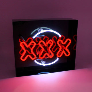 "TRIPLE X" Glass Neon Sign in Acrylic Box