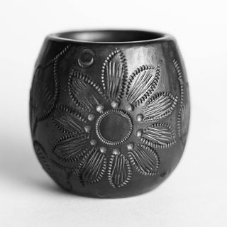 Black Clay Mexican Shot Glasses - Set of 4 - 2 Oz (Barrel)