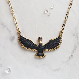 Hand-Carved Ebony Phoenix Rising Statement Necklace