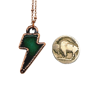 The "Lola" Lightning Bolt Necklace - Aventurine Quartz x Antique Copper