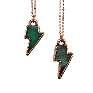 The "Lola" Lightning Bolt Necklace - Aventurine Quartz x Antique Copper