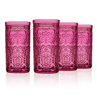 Godinger Jax Drinkware Hot Pink - Holt x Palm -  Inspired by the intricacies of the flora and fauna, the Jax collection is exquisitely crafted to elevate your dining experience to another level. This gorgeous set will last you a long time, making a perfect heirloom piece. Machine Made Imported Material: Unleaded Crystal Color: Hot Pink Overall Dimensions HB: 2.95''L x 2.95''W x 5.71''H HB: 14oz DOF: 3.15''L x 3.15''W x 3.94''H DOF: 11oz General Care Hand-Wash Only