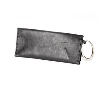 The "Luna" Handmade Black Italian Leather Mini Wristlet