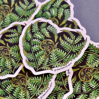 Fern Heart Sticker - Holt x Palm -  Our stickers are bumper sticker quality, die-cut printed, and perfect for indoor or outdoor use. They measure between 2.5"x3". Illustrated in Lafayette, LA USA. This sticker has a matte finish.