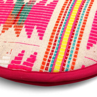 Flat Tortilla Warmer, Pink star- 10 Inch - Holt x Palm -  Heat and serve tortillas or rotis using the insulated Flat Tortilla Warmer. Made using woven yarn textile, this is a perfect fit for everyday dining needs. Used for bread, pita, naan keeps food warm for over an hour. Available in several colors & designs. • Ethically made in India • 10 Inch • Exclusively for wholesale • Handcut & stitched by local artisans in Karur, India • Perfect gift for all age group.