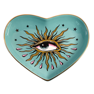 Pop Art Eye Heart Dish - Holt x Palm -  "Keep your trinkets in check with this Pop Art Eye Heart Dish. With a funky blue catch all design and an edgy eye motif, this dish adds a punk rock touch to any space. Measuring 5" in length, it's the perfect size for all your quirky essentials. Rock on!"