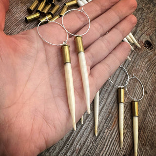 The "Beth" Porcupine Quill & Brass Casing Earrings