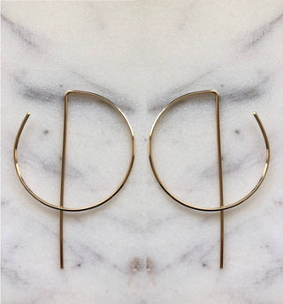 Raegan Earrings - Holt x Palm -  Modern geometric threader earring in 14k gold filled. Total length 2".