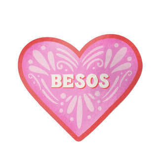 Besos "kisses" Heart Shaped Vinyl Sticker - Holt x Palm -  Cute little sticker to finish off a gift...add to your Yeti sticker collection...a notebook or anywhere you want to spread a little love and kisses! XOXO. High quality, waterproof all weather vinyl sticker. Size: 4x3.4 inches Made in the USA