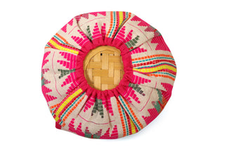 Pink star Tortilla/Bread Basket With Cane Basket - 9 Inch - Holt x Palm -  Cane Basket with an elastic, removable and washable fabric cover. Use our baskets when you're sitting down for a meal with your favourite tortillas, rotis or bread staying warm the whole time! • Ethically made in India • 9 Inch • Handcut & stitched by local artisans in Karur, India • Perfect for Spring, Spring Decor