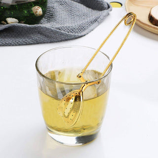 Gold Heart-Shaped Loose Leaf Tea Infuser with Long Handle