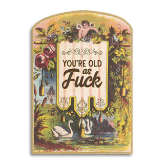 You’re Old as F*$k - Hilarious Vintage Birthday Card - Holt x Palm -  A funny vintage-inspired birthday greeting card. "You’re Old as Fuck" Details: • Premium quality, soft touch cardstock • Precision laser cut • Includes an A2 kraft envelope (4-3/8" x 5-3/4") • Blank inside 🇺🇸 Each card is printed in the USA.