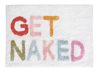 GET NAKED! Bath Mat - Handtufted - Holt x Palm -  Get ready to get naked (on your feet at least) with our fun bath mat! Perfect for adding some playfulness to your bedroom or bathroom. Who says getting clean can't be fun?! SIZE : 20 X 30 Inches// 51 X 76 CM SHAPE : Rectangular Color : Multi Colors Material : Soft Hand Spun Cotton MAKING :