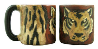 Rusitc Hand Painter Stoneware Tiger Mug - Holt x Palm -  Channel your inner tiger! Appreciate handcrafted goodness every morning with this amazing piece of art... 4.5 inches tall and holds up to 16 oz. Microwave and dishwasher safe, with lead-free paint. Made in Mexico.