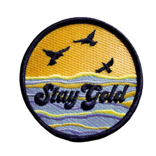 Stay Gold- Iron On Patch - Holt x Palm -  Stay gold! Or, at least try. If you've lost your gold, just use this patch to remind others not to lose theirs. It's the responsible thing to do. Iron-on patch, measures 3 inches round.