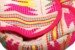 Pink star Tortilla/Bread Basket With Cane Basket - 9 Inch - Holt x Palm -  Cane Basket with an elastic, removable and washable fabric cover. Use our baskets when you're sitting down for a meal with your favourite tortillas, rotis or bread staying warm the whole time! • Ethically made in India • 9 Inch • Handcut & stitched by local artisans in Karur, India • Perfect for Spring, Spring Decor