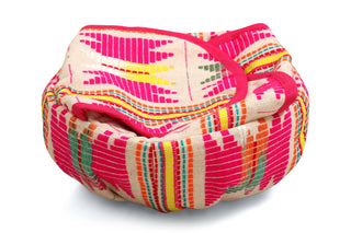 Pink star Tortilla/Bread Basket With Cane Basket - 9 Inch - Holt x Palm -  Cane Basket with an elastic, removable and washable fabric cover. Use our baskets when you're sitting down for a meal with your favourite tortillas, rotis or bread staying warm the whole time! • Ethically made in India • 9 Inch • Handcut & stitched by local artisans in Karur, India • Perfect for Spring, Spring Decor