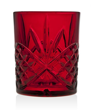 Godinger Dublin Red Double Old Fashioned Glass - Holt x Palm -  Our Dublin collection is a celebration of the long history of crystal-cut glass. The elegance paired with a brilliant-cut pattern creates timeless pieces in design and refined additions to your home. Semi-Handmade Imported Material: Unleaded Crystal Color: Red Overall Dimensions 3.23"L x 3.23"W x 3.86"H 11oz General Care Hand-Wash Recommended Holiday Decor - Christmas