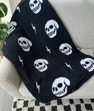 Skull & Bolt Luxe Home Blanket - Holt x Palm -  Introducing the Local Beach Home Collection featuring luxurious and incredibly cozy XL blankets. Reversible 100% Feather Knit construction with an ultra soft hand. Perfect for home, travel, and beyond. Cozy up and stay warm with the softest blanket ever. White Front // Black Back • 100% Polyester Microfiber • XL Blanket, Double layer 54" W x 72" L • No fading, shed free Care: Machine Wash Cold, Gentle Cycle. Air or tumble dry low