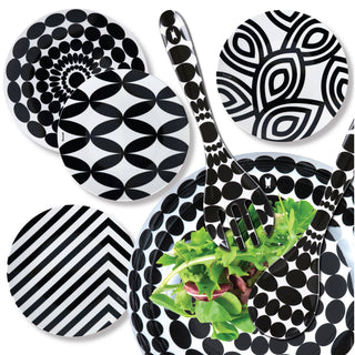 Foli Salad Server Set - Holt x Palm -  The rounded smooth design makes it easy to grab greens and veggies. Live Vivid! High-grade, glazed melamine plate is scratch and shatter resistant, non-absorbent, and BPA-free. Perfect for serving salads, pasta, and more. Use for indoor and outdoor entertaining. Dishwasher safe, hand wash recommended. Do not use in the microwave. Look for the Frenchie on the handle that assures its French Bull authenticity. Measurements: 13.0"L x 3.5"W x 0.6"H.