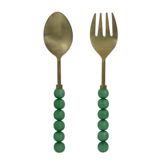 Set of Two Hyaline Bubble Salad Servers - Green - Holt x Palm -  Item Size: 11.00L X 2.00W X 1.00H Stainless Steel - resin Country of Origin: INDIA