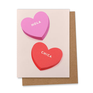 Hola Chica "Hey Chick" Galentine's Day Greeting Card - Holt x Palm -  Size: A2 (4.25 x 5.5 in) Uncoated Paper Blank Inside Comes with a Kraft Brown Envelope and Plastic Sleeve Made in the U.S.A