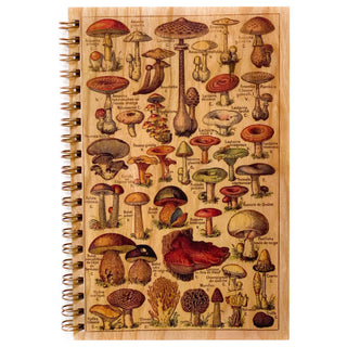 Wood Notebook - Mushroom - Holt x Palm -  Real wood notebook Eco-friendly sustainably harvested Cherry wood notepad 100% post-consumer recycled pages 5″x7″