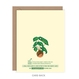 Fav Plant Person Birthday - Holt x Palm -  Are you looking for the perfect birthday card for your favorite plant person? Look no further! This funny card is perfect for plant lovers with its cute and quirky design. Make their birthday extra special with this playful and unique card. • Folded Card, 4 1/4 x 5 1/2" (A2 Size) • Blank Inside • Includes Kraft Envelope • Printed on white FSC certified 130