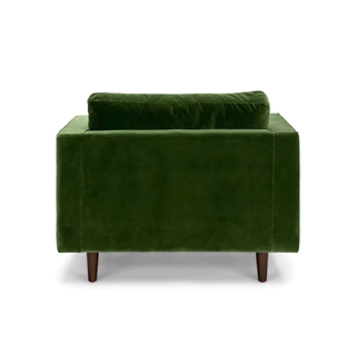 The Samantha - Green Velvet Mid Century Modern Club Chair - Holt x Palm -  This chair is pure 'cool'! It's as stylish as it is chic, and it has all the classic mid century vibes - without the mid century prices! This velvety green 'Samantha' is ready to add a splash of flair to any room in your home. Get your groove on in the swankiest chair in town. Dimensions: 42”W × 38”D × 37”H x 21" Seat Height