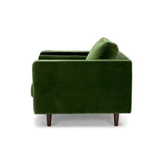 The Samantha - Green Velvet Mid Century Modern Club Chair - Holt x Palm -  This chair is pure 'cool'! It's as stylish as it is chic, and it has all the classic mid century vibes - without the mid century prices! This velvety green 'Samantha' is ready to add a splash of flair to any room in your home. Get your groove on in the swankiest chair in town. Dimensions: 42”W × 38”D × 37”H x 21" Seat Height